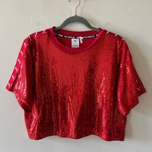 The Kooples + Puma Red Sequin Short Sleeve Tee - OSFA